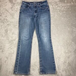 Revolt Jeans Women's Size 8 Embellished Fleur De Lis Bootcut Denim Medium Wash‎